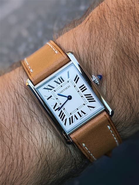 cartier tank must leather strap.